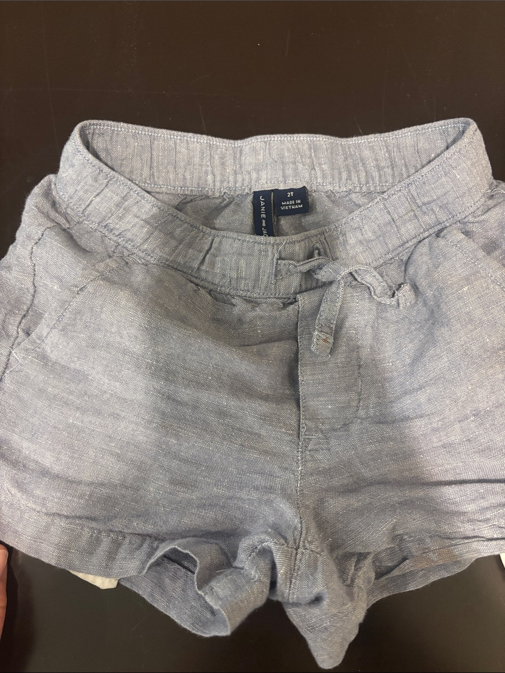 Janie and Jack Light Blue Linen-Blend High-Waist Drawstring Shorts